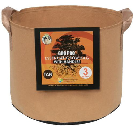 Gro Pro® Essential Round Fabric Pots with Handles - Tan