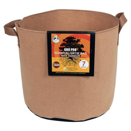 Gro Pro® Essential Round Fabric Pots with Handles - Tan